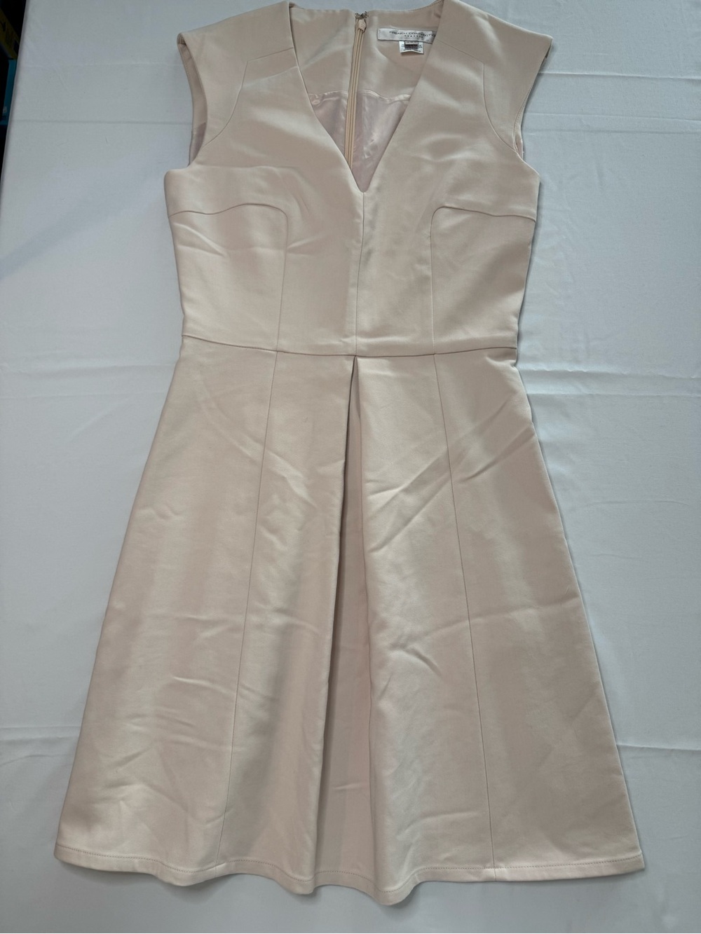 French Connection Soft Blush V-Neck A-Line Midi Dress
